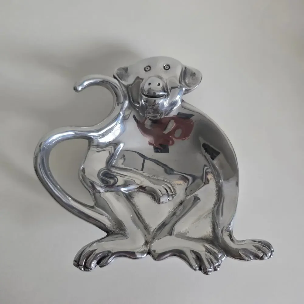 Mariposa Monkey Aluminum Catchall Trinket Dish Tray 2001 Made in Mexico